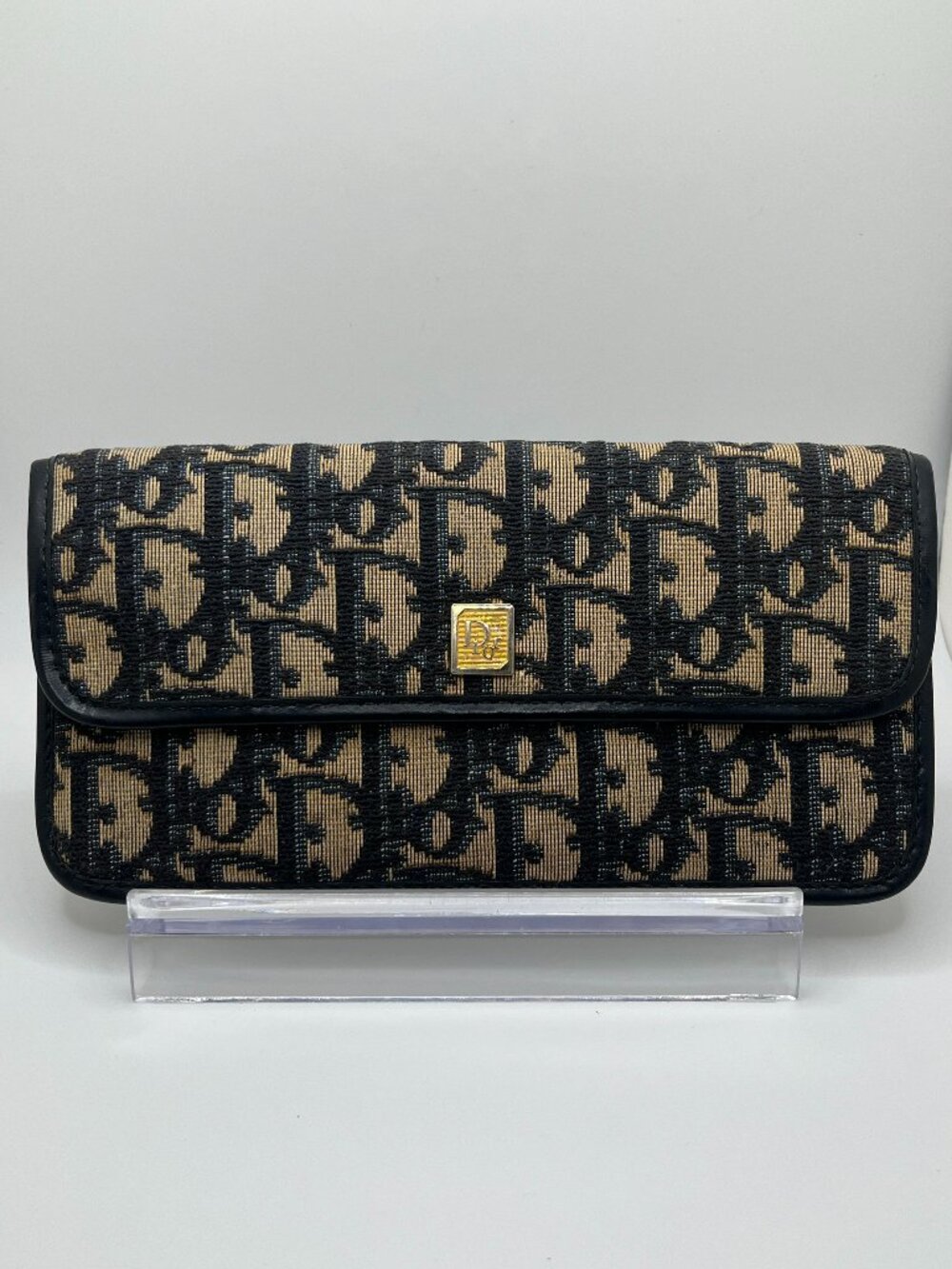 Vintage Christian Dior Navy Trotter Monogram Clutch